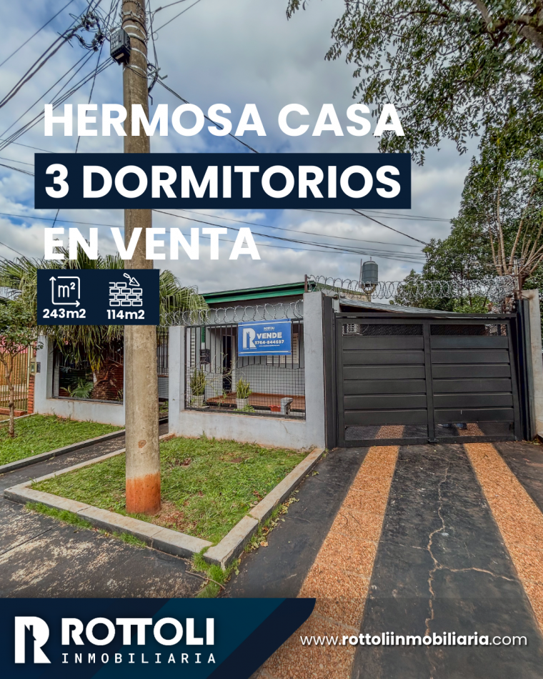 HERMOSA CASA DE 3 DORMITORIOS EN VENTA-POSADAS MISIONES