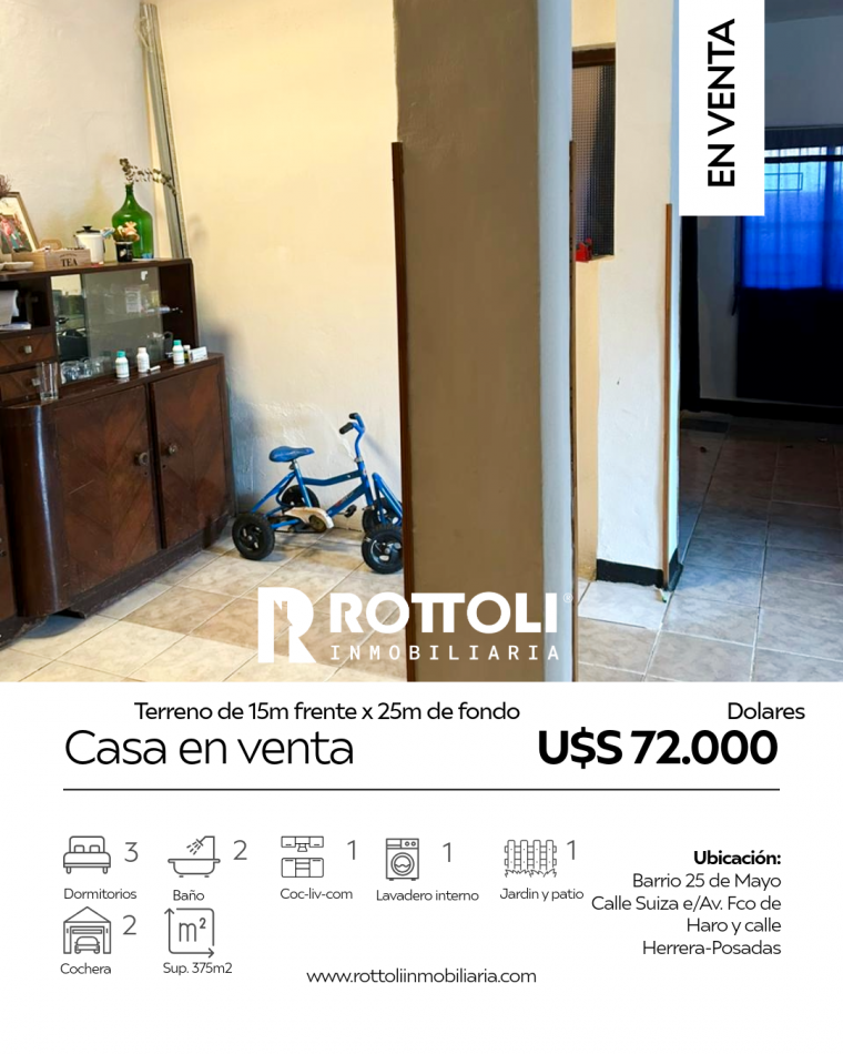CASA DE TRES DORMITORIOS EN VENTA